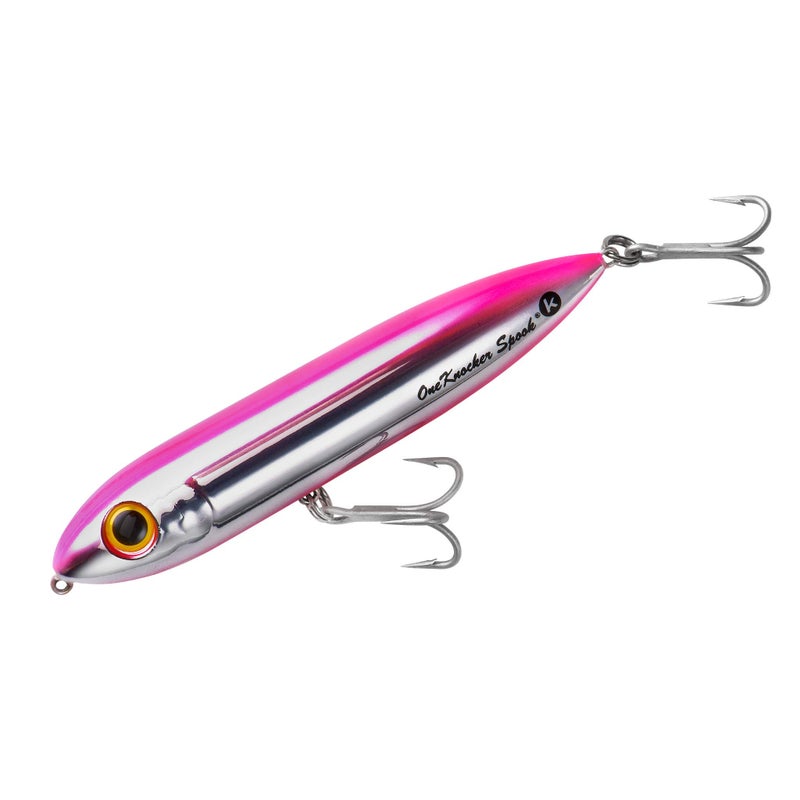 Heddon Saltwater One Knocker Spook Fishing Lure, Chrome/Pink - Image 1